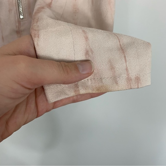 Blank NYC Pink Tie Dye Faux Suede Drape Front Moto Jacket Size Medium - Picture 10 of 16